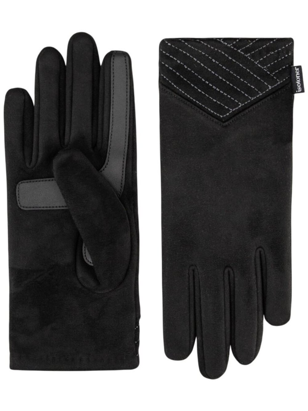NWT Isotoner Signature Womens Stretch Microsuede Gloves 554M1 Black L/XL